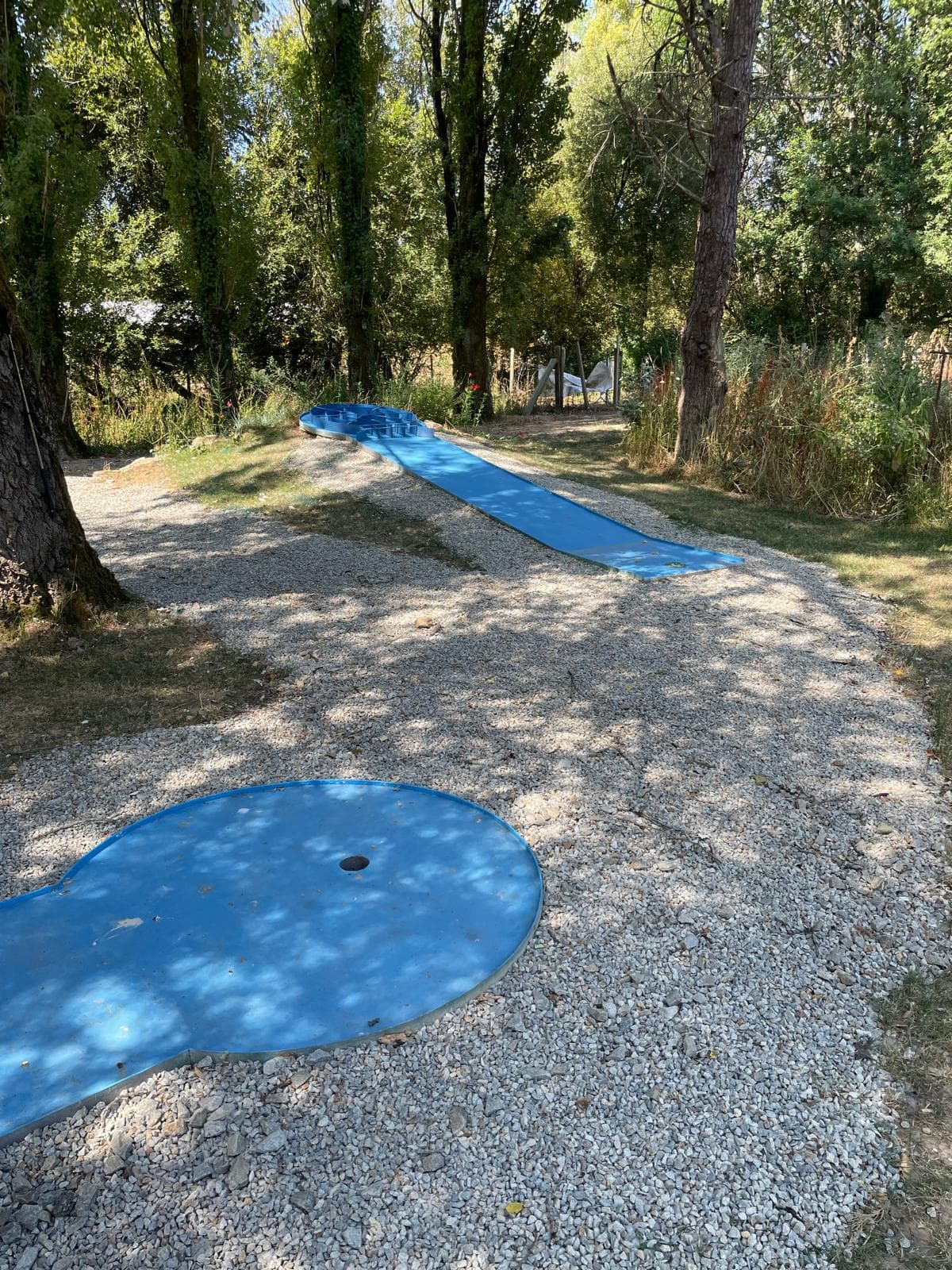 Étang et canards dans le cadre du mini-golf